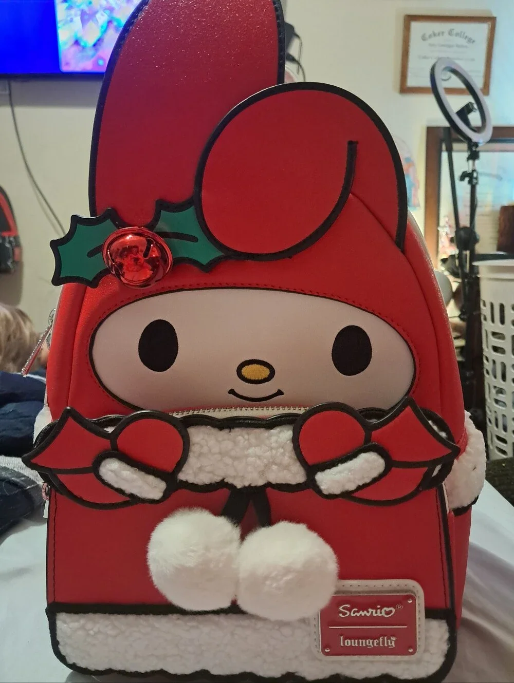 NWT Loungefly My Melody Holiday Bell Mini Backpack